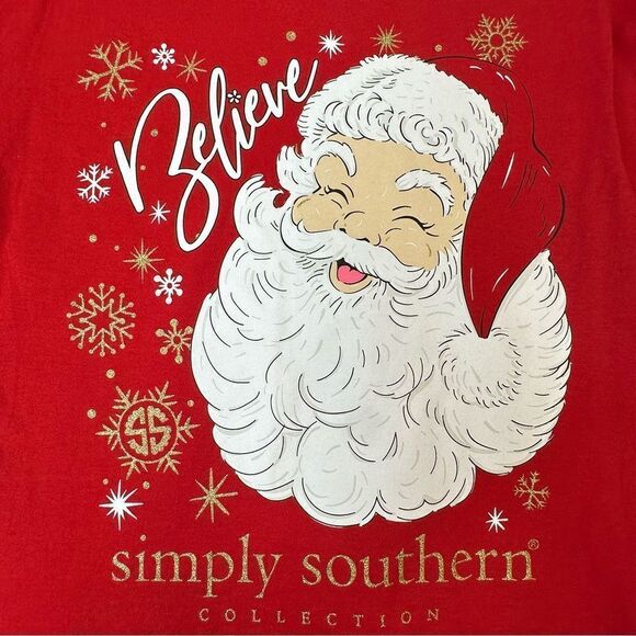 simply southern Red Santa Clause “believe” Long Sleeved T Shirt Size Small - Picture 15 of 17